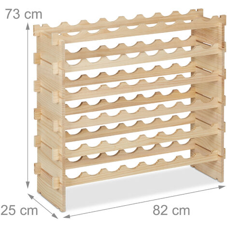 Relaxdays Casier à Vin Bois Pin - 48 Bouteilles - 73x82x25cm - Empilable - Nature