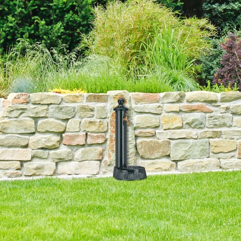 Relaxdays Fontaine de jardin antique design nostalgique antiquité aluminium jardin robinet HxlxP: 61x25x31cm, vert foncé