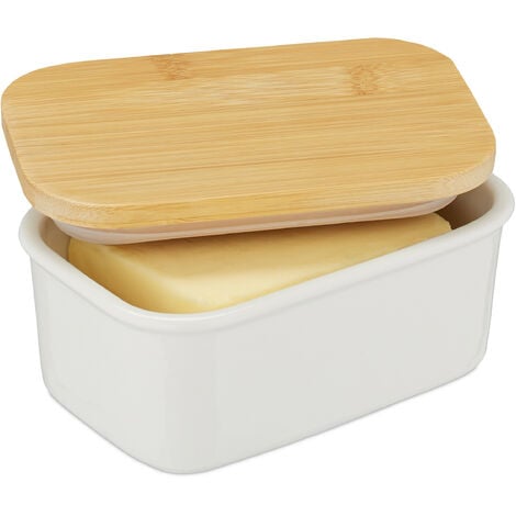 Boîte à beurre en céramique blanche avec couvercle - Beurrier