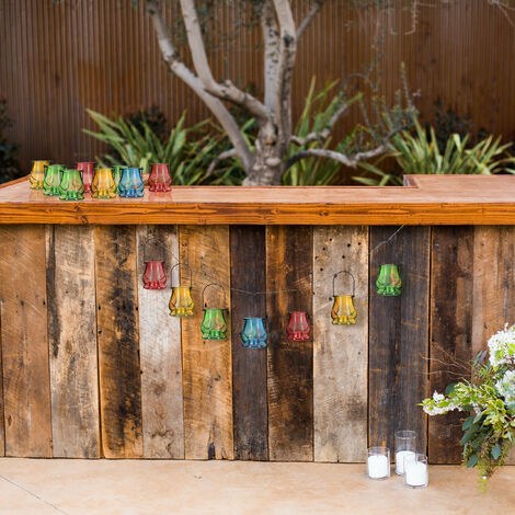 Lot De 12 Photophores Colorés Relaxdays – Lanternes Verre & Anse Métal – Déco Intérieur Extérieur Jardin, Mariage, Anniversaire