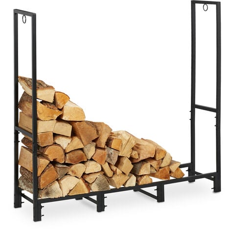 Relaxdays Rangement XL bois de cheminée, support acier, bûches de 26,5 cm,  extérieur, HxLxP: env.
