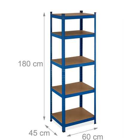 Relaxdays Étagère à charge lourde, 5 niveaux, HxLxP 180x100x30 cm
