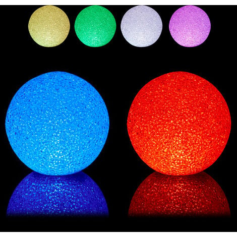 Relaxdays Boule lumineuse LED en lot de 2, couleur changeante, sans câble,  pour intérieur, diamètre : 12