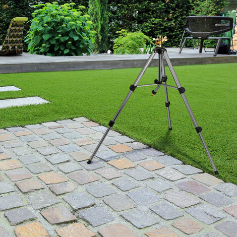 Relaxdays Arroseur Jardin Sur Trépied - Rotatif 360° Hauteur Réglable - Aluminium Argenté