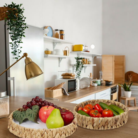 Relaxdays Corbeille à Fruits Hamac Bambou, Barres Inox Balancoire Design Grille Deco185 X 38 X 23 Cm Nature Argent