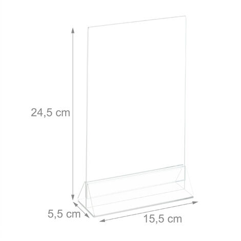 Srvnpioy Lot de 10 Presentoir de Table A5 en Acrylique, Porte Menu A5 T-Standard, Support Menu A5 en bois pour Tables, Présentoir Plexi A5 pour Restaurant, Hôtel, école, Bureau, Conférence, Réception
