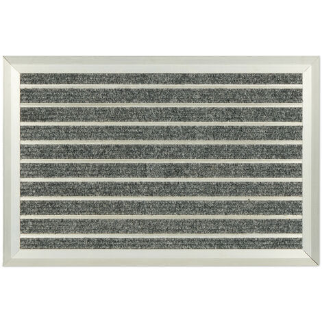 Relaxdays Paillasson, aluminium, 60x40 cm, pour intérieur & extérieur, tapis résistant aux intempéries, argenté - gris (1/5)