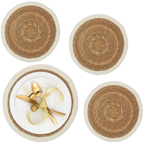 Lot De 4 Dessous De Plat En Bambou - Ronds, 20 Cm De Diamètre, Protection Tables Et Plans De Travail
