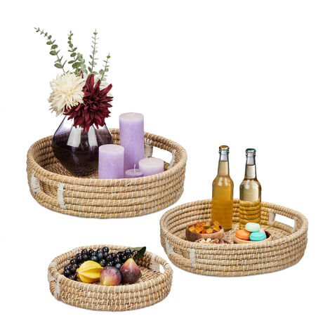 Relaxdays 10027282 Plateau De Service Rond Antidérapant 35 Cm - Bar, Restaurant, Café Et Usage Domestique