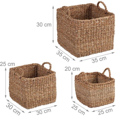 Paniers De Rangement Avec Couvercle En Jonc De Mer Étagère Tissée À La