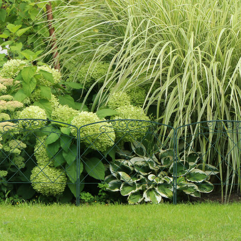 Bordure Jardin Métal 4 éléments - Style Vintage Vert 60x62.5cm