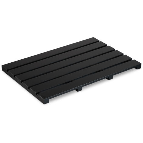 Relaxdays – Tapis de bain en bambou 54x36 cm – Antidérapant pour baignoire et douche – Design à lattes pour circulation d'air – Noir
