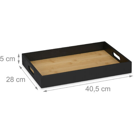 Plateau rond en bambou avec poignées, plateau en bois naturel pour cuisine-table basse, 30[S351