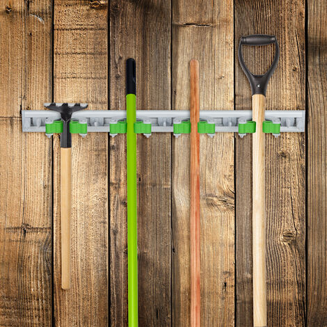 Lot De 20 Porte-Outils Muraux Relaxdays - Pour Ranger Balai, Pelle, Outils De Jardin - Pince Réglable, Caoutchouc Protecteur, Argenté/Noir