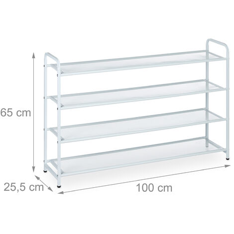 Étagère à Chaussures 4 Niveaux - Capacité 12 à 16 Paires - Range-Chaussures Modulable 57 X 27 X 72 Cm - OXEO