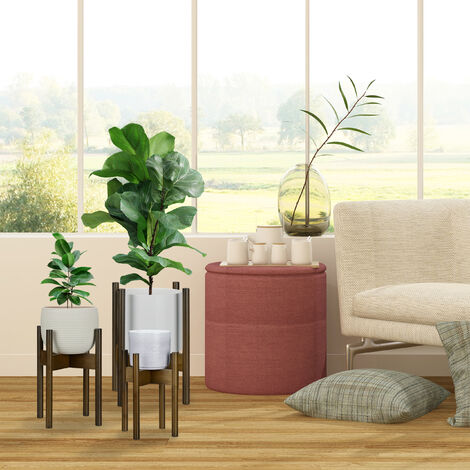 Relaxdays Pots De Fleurs, Lot 2, Rotin, Cache-pots Avec Film