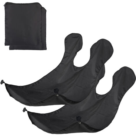 Relaxdays Lot de 2 tabliers de rasage, avec ventouses, fermeture scratch, pour se raser la barbe, HxL : 125x70 cm, noir