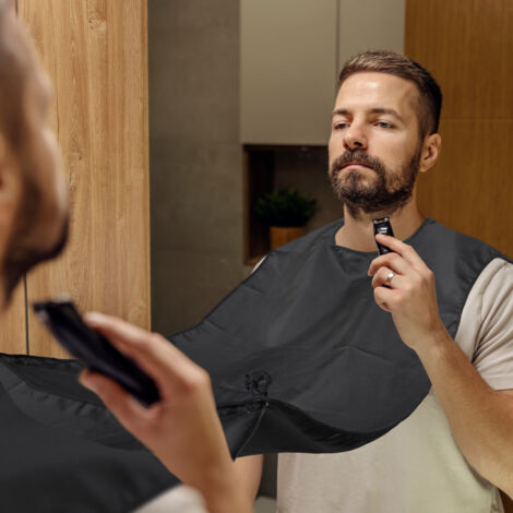 Relaxdays Lot de 2 tabliers de rasage, avec ventouses, fermeture scratch, pour se raser la barbe, HxL : 125x70 cm, noir