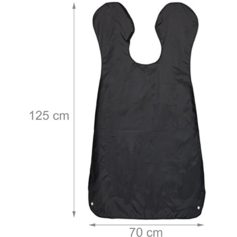 Relaxdays Lot de 2 tabliers de rasage, avec ventouses, fermeture scratch, pour se raser la barbe, HxL : 125x70 cm, noir
