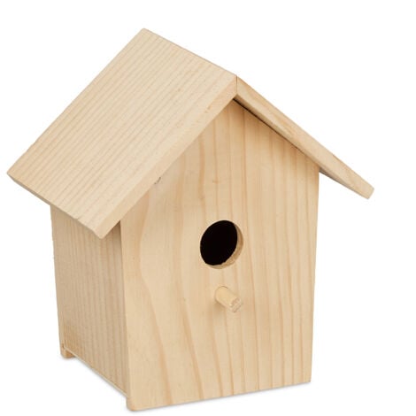 Relaxdays Cabane à oiseaux décorative, en bois, suspendre, HLP : env. 21 x 19 x 14 cm, jardin et balcon, nature