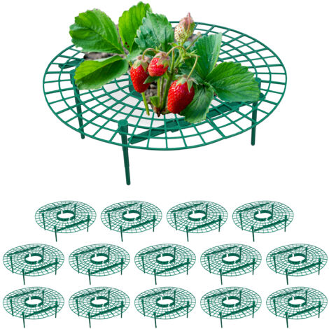 Relaxdays Support pour fraises, lot de 15, protection contre pourriture, limaces, grille pour fraisier, plastique, vert