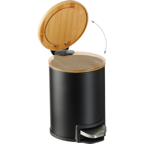Poubelle De Salle De Bain à Pédale - 5 L, Fermeture Douce, Seau Amovible, Noire