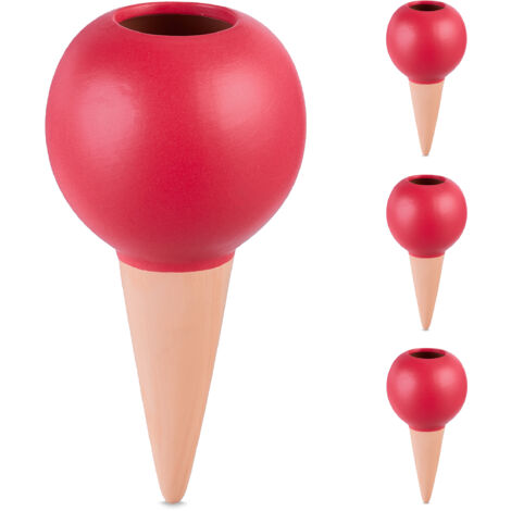 Relaxdays Lot De 4 Arrosage En Terre Cuite Pour Bouteilles 1,5L - Cônes Automatiques Pour Plantes D'Intérieur Et Extérieur