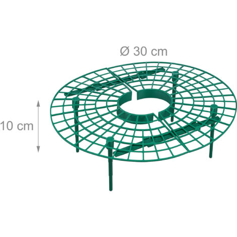 Relaxdays Lot De 10 Supports à Fraises En Plastique Vert - Protection Contre Limaces Et Moisissures - Diamètre 30 Cm, Hauteur 10 Cm - Pour Plants En Pot Ou En Terre