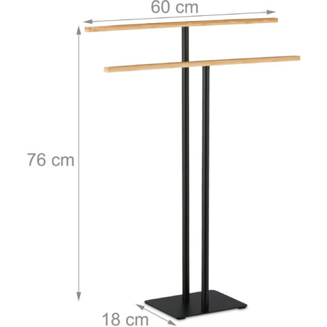 Relaxdays Porte-Serviettes 3 Barres Noir - Métal - 83x39x18cm - Porte-Vêtements Amovible Sans Perçage