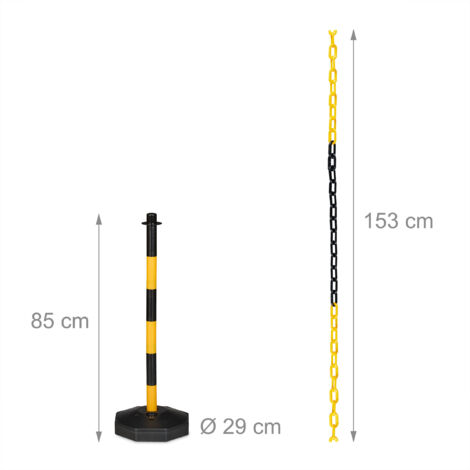 Relaxdays Chaîne De Signalisation Jaune/Noire - 10 à 50m - Pour Chantiers Et Parkings