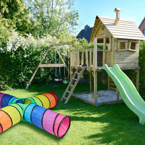 Relaxdays Tunnel de jeu pour enfants, voies, 46 x 232 x 232 cm