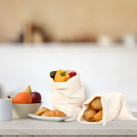 Relaxdays - Lot De 4 Sacs à Pain En Lin - 2 Tailles Pour Baguettes Et Viennoiseries - Beige