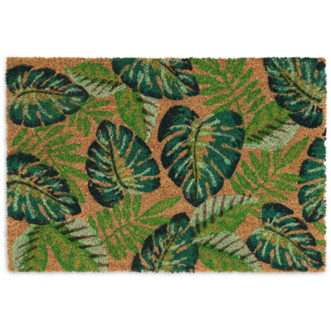 Paillasson En Fibre De Coco – Motif Cerfs & Forêt – 40x60 Cm – Antidérapant PVC – Intérieur/extérieur – Naturel Et Robuste