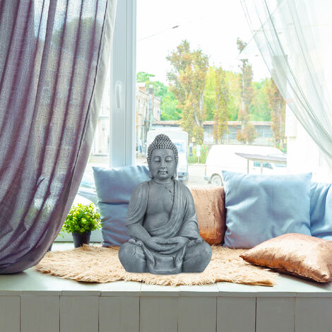 Buddha Groove Statue Bouddha Heureux Blanc – 19 Cm, Polypierre Pour Intérieur Et Extérieur