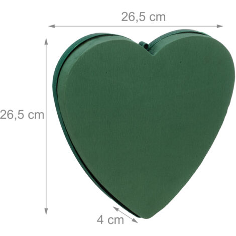 Relaxdays Lot De 2 Mousses Florales En Cœur Pour Fleurs Fraîches - 24x23x4 Cm Vert