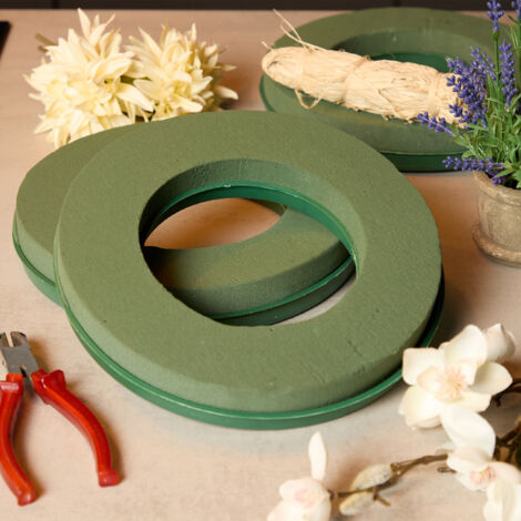 Couronne En Mousse Florale Humide 25 Cm - Support Plastique - Pour Fleurs Fraîches Ou Artificielles - DIY Et Professionnels