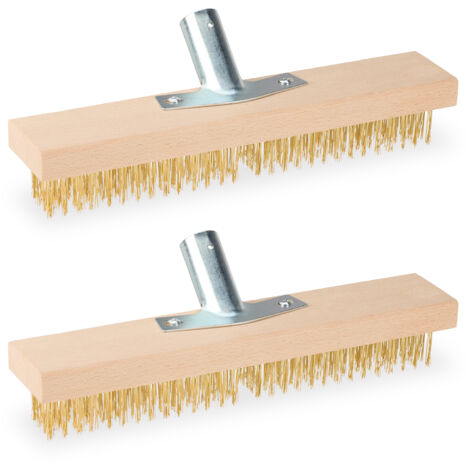 Relaxdays – Lot de 2 embouts balais métalliques – Pour nettoyage joints pavés – Poils denses 3,5 cm – Conception ergonomique avec trou oblique (1/5)