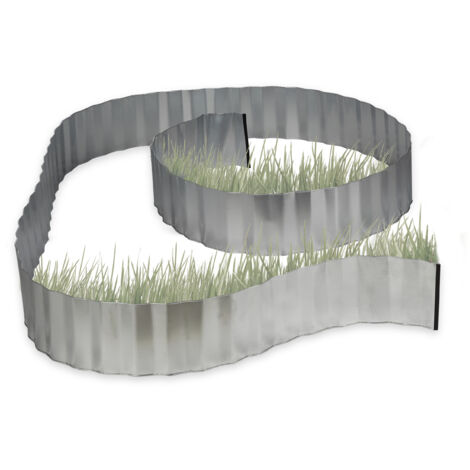 5x Bordures de jardin métal galvanisé pour massifs allées plantes potager 5 m x 16 cm, gris argenté