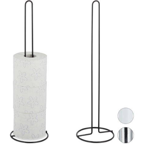 Support à rouleaux de rechange, lot de 4, pour 5 rouleaux papier chaque, métal, sur pied, HxD : env. 50 x 14 cm, noir (1/5)