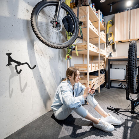 Support Mural à Crochet Pliable Pour Vélo | Pliable, Rembourré, Réglable (27-34 Cm) | Support Jusqu'à 30 Kg | Pour VTT, Route, Vélo Électrique