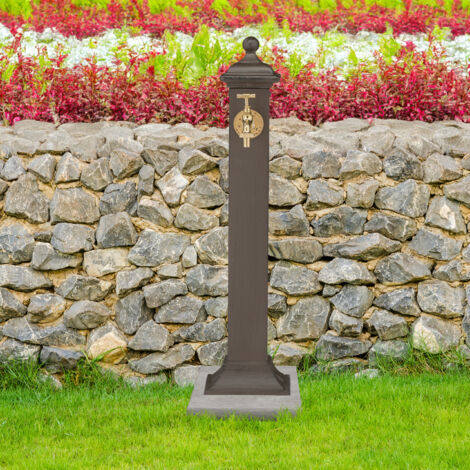 Relaxdays Fontaine extérieure de jardin, design antique, aussi pour la terrasse, HLP 71x17x21 cm, marron foncé