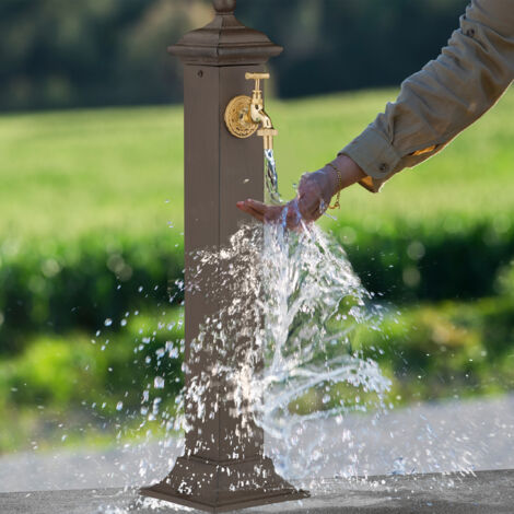 Relaxdays Fontaine extérieure de jardin, design antique, aussi pour la terrasse, HLP 71x17x21 cm, marron foncé