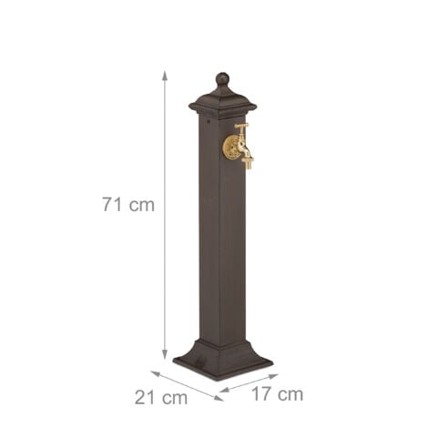 Relaxdays Fontaine extérieure de jardin, design antique, aussi pour la terrasse, HLP 71x17x21 cm, marron foncé