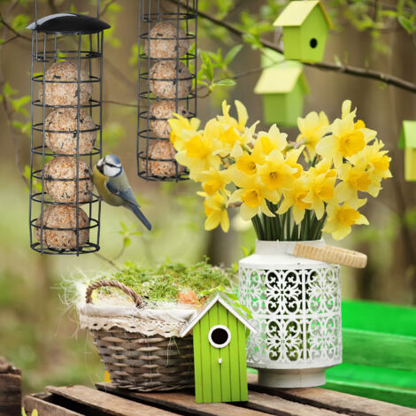 Porte Boule De Graisse à Oiseaux, Métal Porte Boule De Graisse à Oiseaux, Mangeoire Oiseaux, Bird Feeder Avec Crochets En Forme De S, Pour La Cour De La Maison, Le Jardin (A