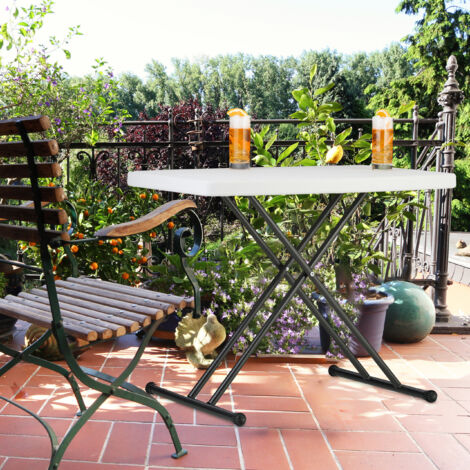 Table De Jardin Pliante Relaxdays - Réglable Hauteur 53/74/91cm - 120x60cm - Pour 6 Personnes - Blanche