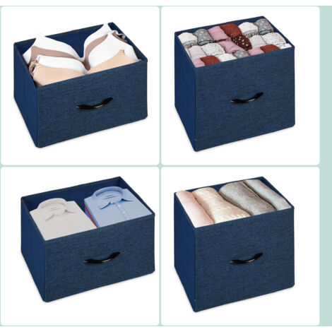 Relaxdays Commode à 5 tiroirs, 2 surfaces, HLP : 87 x 84 x 30 cm, meuble de rangement, chambre, salon, bleu/marron