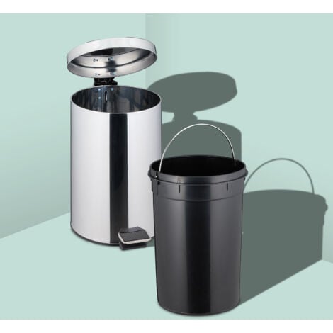 Relaxdays Poubelle De Cuisine, 2 Seaux Amovibles Ayant Chacun Une Capacite De 15 Litres Pedales Noir Et Argente 96676433