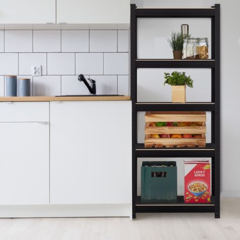 Relaxdays Étagère pour charges lourdes, 5 niveaux, H x l x P : 180 x 70 x 30 cm, capacité de charge 500 kg, en acier, étagère de rangement pour cave et garage, noire Relaxdays Étagère pour charges lourdes, 5 niveaux, H x l x P : 180 x 70 x 30 cm, capacité de charge 500 kg, en acier, étagère de rangement pour cave et garage, noire
