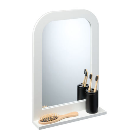 Miroir Mural Relaxdays Avec Rangement 49x40x10cm | Blanc MDF | Pour Salle De Bain, Entrée, Salon