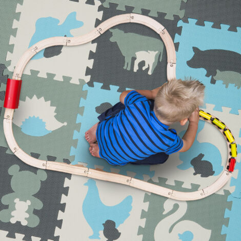 Relaxdays Tapis de Jeu, Puzzle 4x4 avec Bordure, Formes & Animaux, sans substances nocives, pour Enfants, Multicolore Relaxdays Tapis de Jeu, Puzzle 4x4 avec Bordure, Formes & Animaux, sans substances nocives, pour Enfants, Multicolore